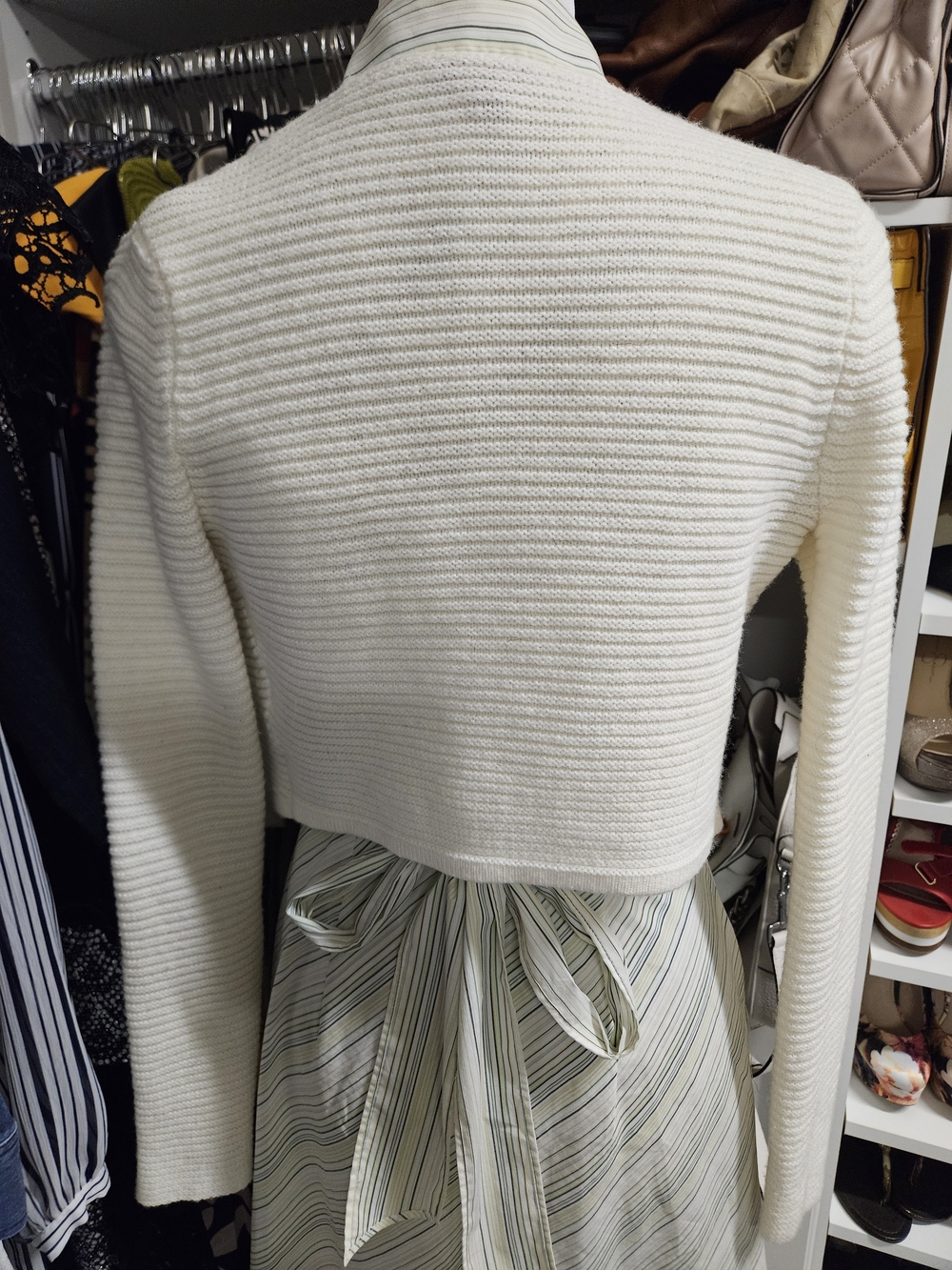 Express Cream Ribbed Open-Front Cardigan - Picture 3 of 3